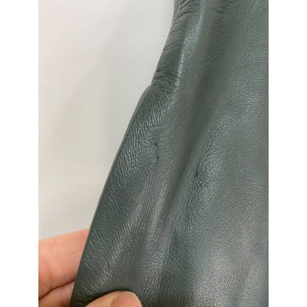 Situationist 44 Dark Green Grey Leather Shorts Western Style Pleats Long - Picture 6 of 13